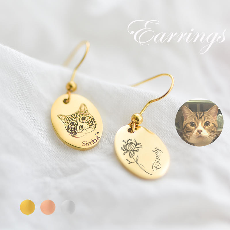 Custom Pet Portrait Earrings