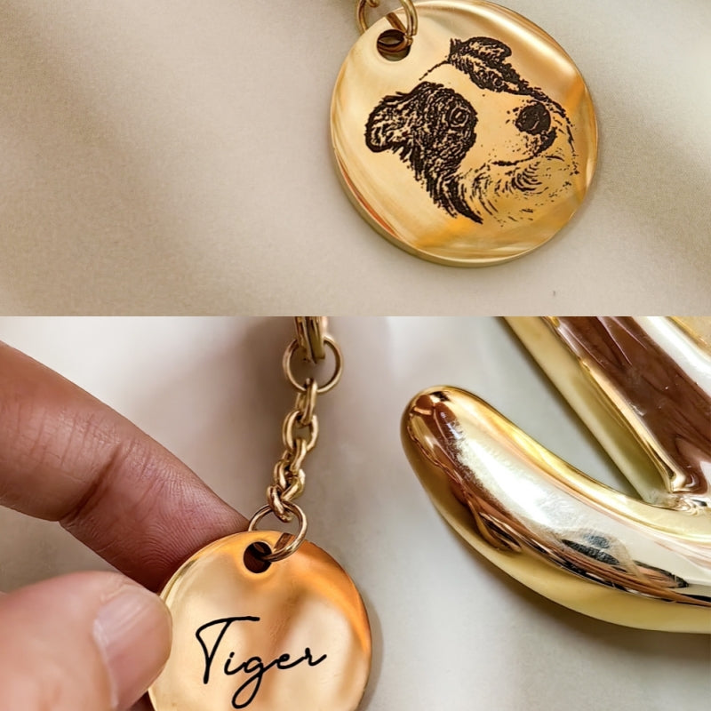 Custom Pet Portrait Engraved Keychain