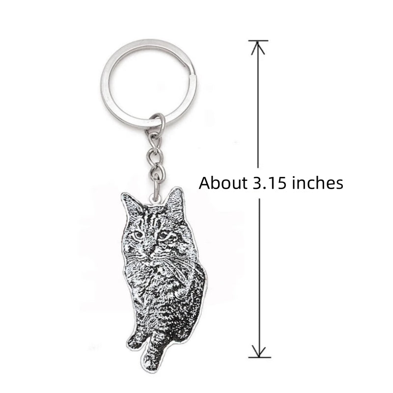 Custom Pet Photo Engraved Keychain