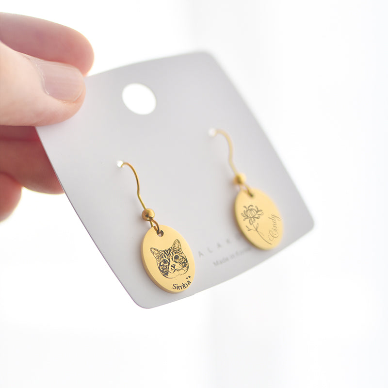 Custom Pet Portrait Earrings