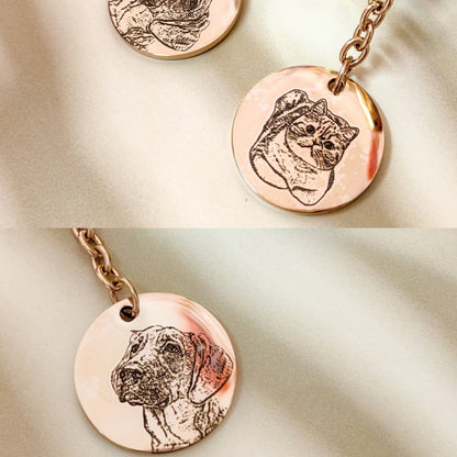 Custom Pet Portrait Engraved Keychain