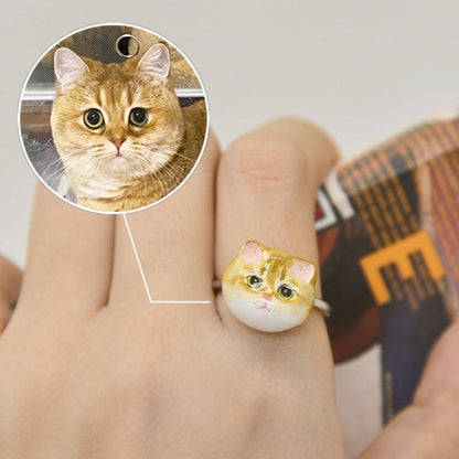 Personalisierter Ring aus Steingut und Ton mit Haustierportrait