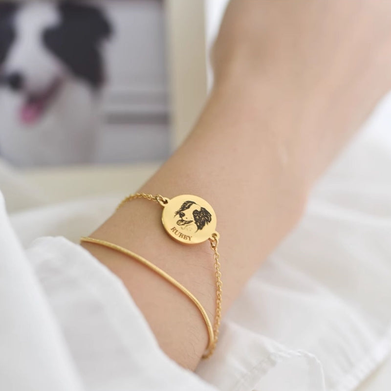 Custom Pet Portrait Engraved Bracelet