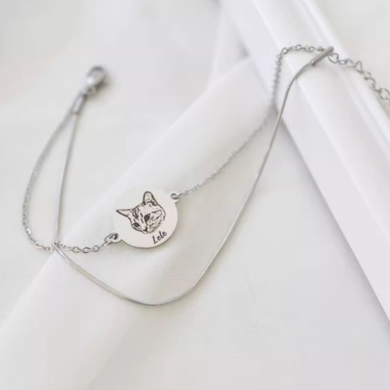 Custom Pet Portrait Engraved Bracelet