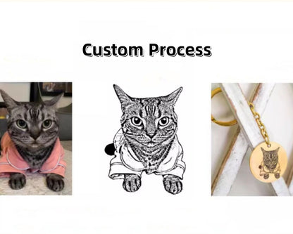 Custom Pet Portrait Engraved Keychain