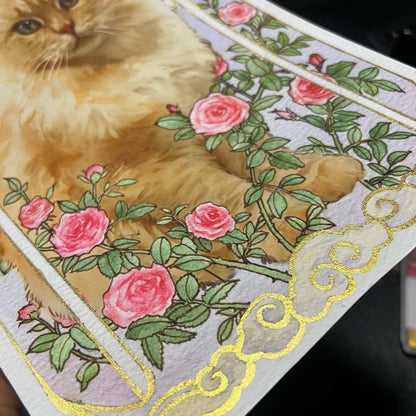 Hand-Painted Pet Portrait Mucha Painting