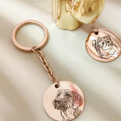 Custom Pet Portrait Engraved Keychain