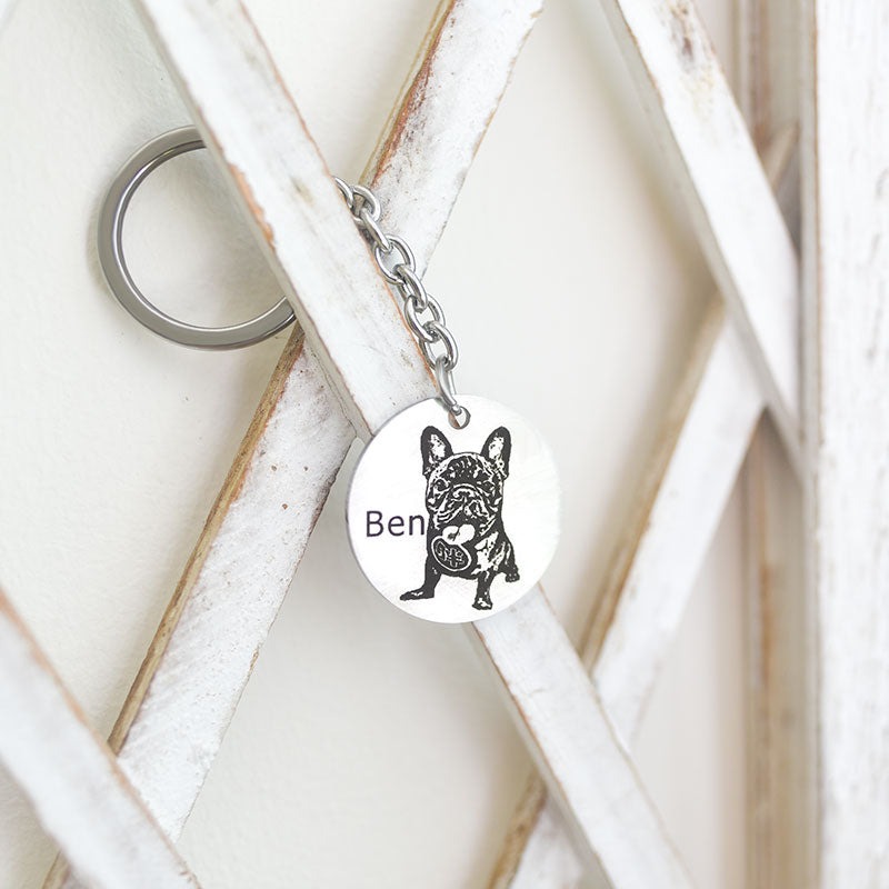 Custom Pet Portrait Engraved Keychain