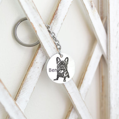 Custom Pet Portrait Engraved Keychain