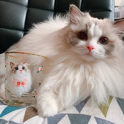 Hand-Painted Pet Portrait Glass Cup