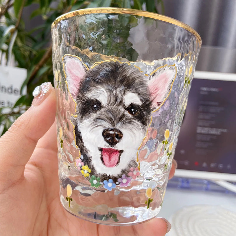 Hand-Painted Pet Portrait Glass Cup