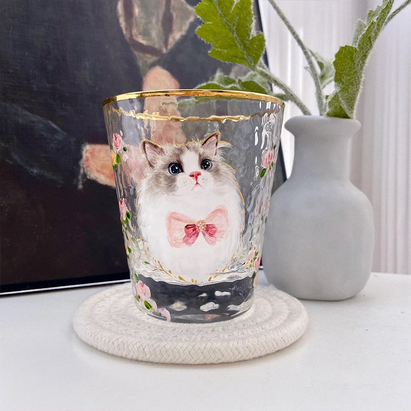 Hand-Painted Pet Portrait Glass Cup