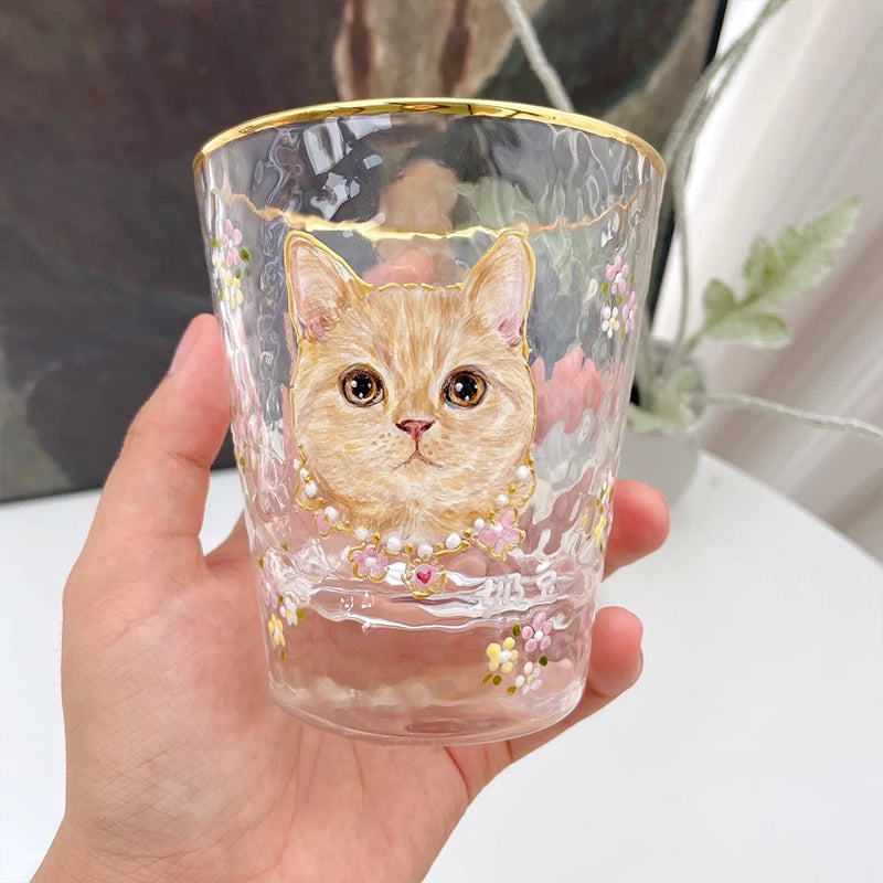 Hand-Painted Pet Portrait Glass Cup