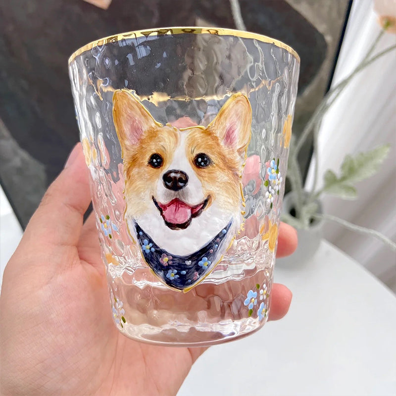 Hand-Painted Pet Portrait Glass Cup