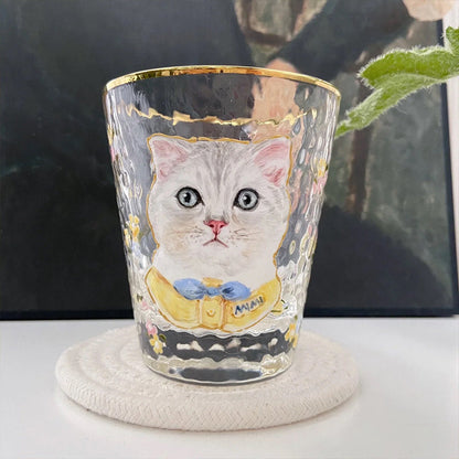 Hand-Painted Pet Portrait Glass Cup