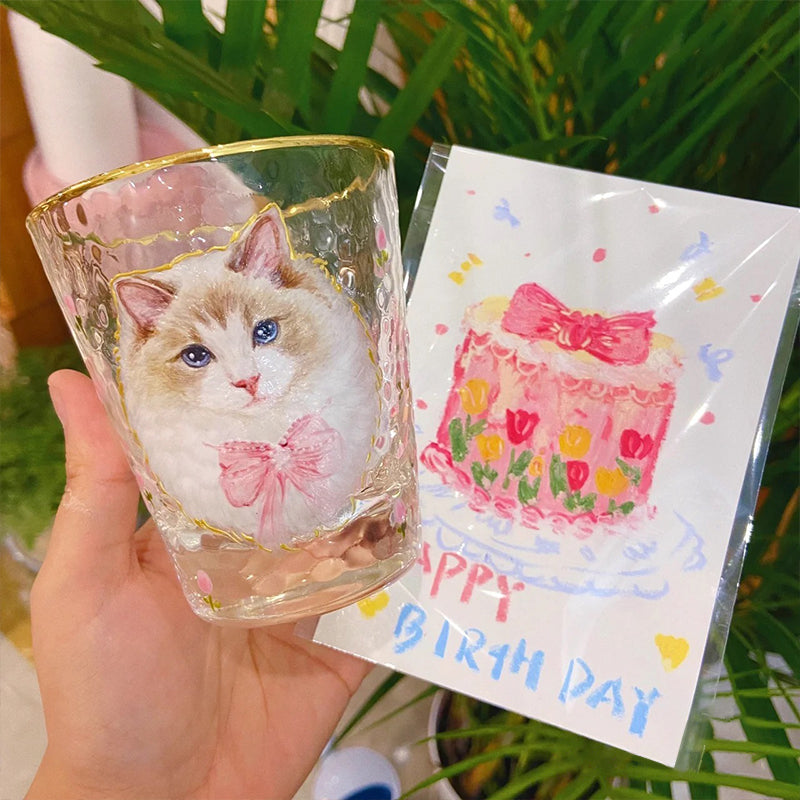 Hand-Painted Pet Portrait Glass Cup